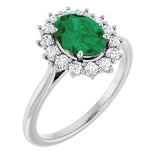 14K White Gold Lab-Grown Emerald & 1/3 CTW Lab-Grown Diamond Ring