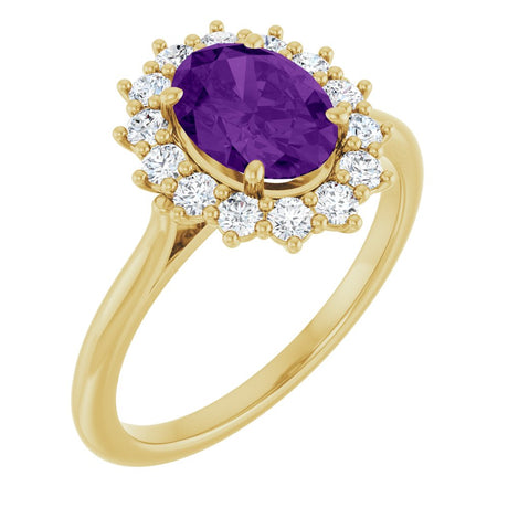 14K Yellow Gold Natural Amethyst & 1/3 CTW Lab-Grown Diamond Ring