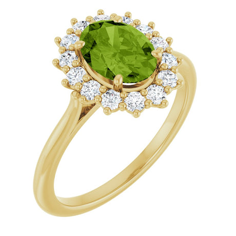 14K Yellow Gold Natural Peridot  & 1/3 CTW Lab-Grown Diamond Ring