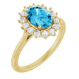 14K Yellow Gold Natural Aquqmarine  & 1/3 CTW Lab-Grown Diamond Ring