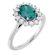 14K White Gold Lab-Grown Alex&rite & 3/8 CTW Natural Diamond Ring