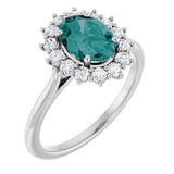 14K White Gold Lab-Grown Alex&rite & 3/8 CTW Natural Diamond Ring