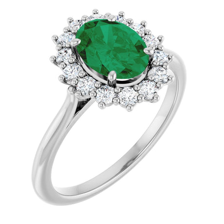 14K White Gold Lab-Grown Emerald and 1/3 CTW Lab-Grown Diamond Ring
