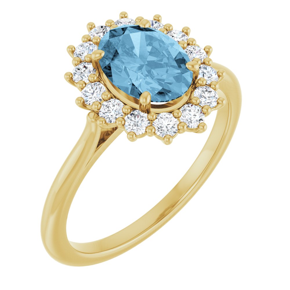 14K Yellow Gold Natural Sky Blue Topaz  & 1/3 CTW Lab-Grown Diamond Ring