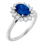 14K White Gold Lab-Grown Blue Sapphire & 1/3 CTW Lab-Grown Diamond Ring