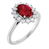 14K White Lab-Grown Ruby & 3/8 CTW Natural Diamond Ring