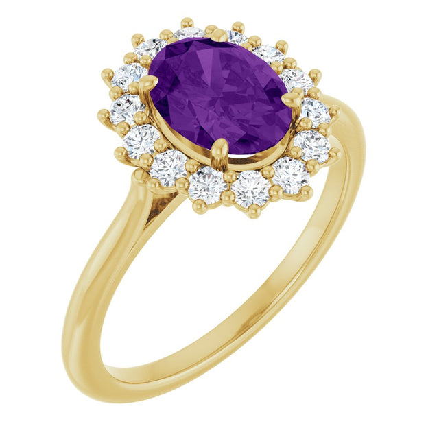 14K Yellow Gold Natural Amethyst & 1/3 CTW Lab-Grown Diamond Ring
