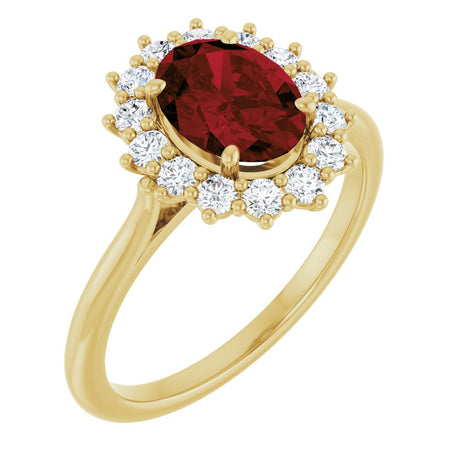 14K Yellow Gold Natural Mozambique Garnet & 1/3 CTW Lab-Grown Diamond Ring