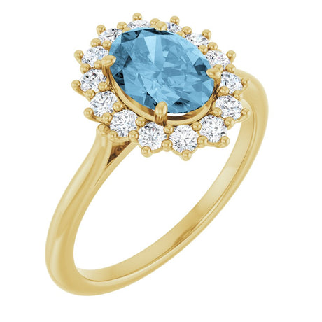 14K Yellow Gold Natural Sky Blue Topaz  & 1/3 CTW Lab-Grown Diamond Ring