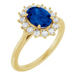 14K Yellow Gold Lab-Grown Blue Sapphire & 3/8 CTW Natural Diamond Ring
