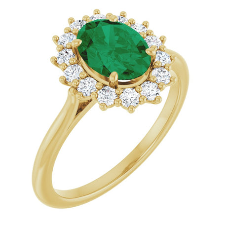 14K Yellow Gold Lab-Grown Emerald & 1/3 CTW Lab-Grown Diamond Ring