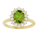 14K Yellow Gold Natural Peridot  & 1/3 CTW Lab-Grown Diamond Ring