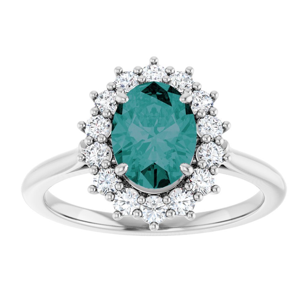 14K White Lab-Grown Alexandrite & 3/8 CTW Natural Diamond Ring