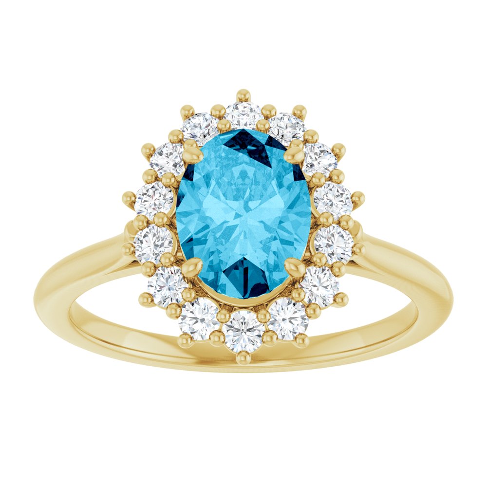14K Yellow Gold Natural Aquqmarine  & 1/3 CTW Lab-Grown Diamond Ring