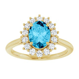 14K Yellow Gold Natural Aquqmarine  & 1/3 CTW Lab-Grown Diamond Ring