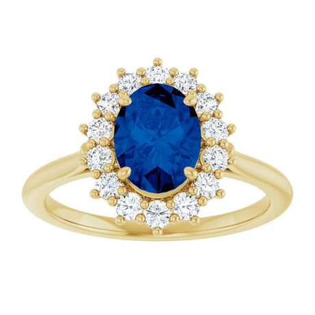 14K Yellow Gold Lab-Grown Blue Sapphire & 1/3 CTW Lab-Grown Diamond Ring