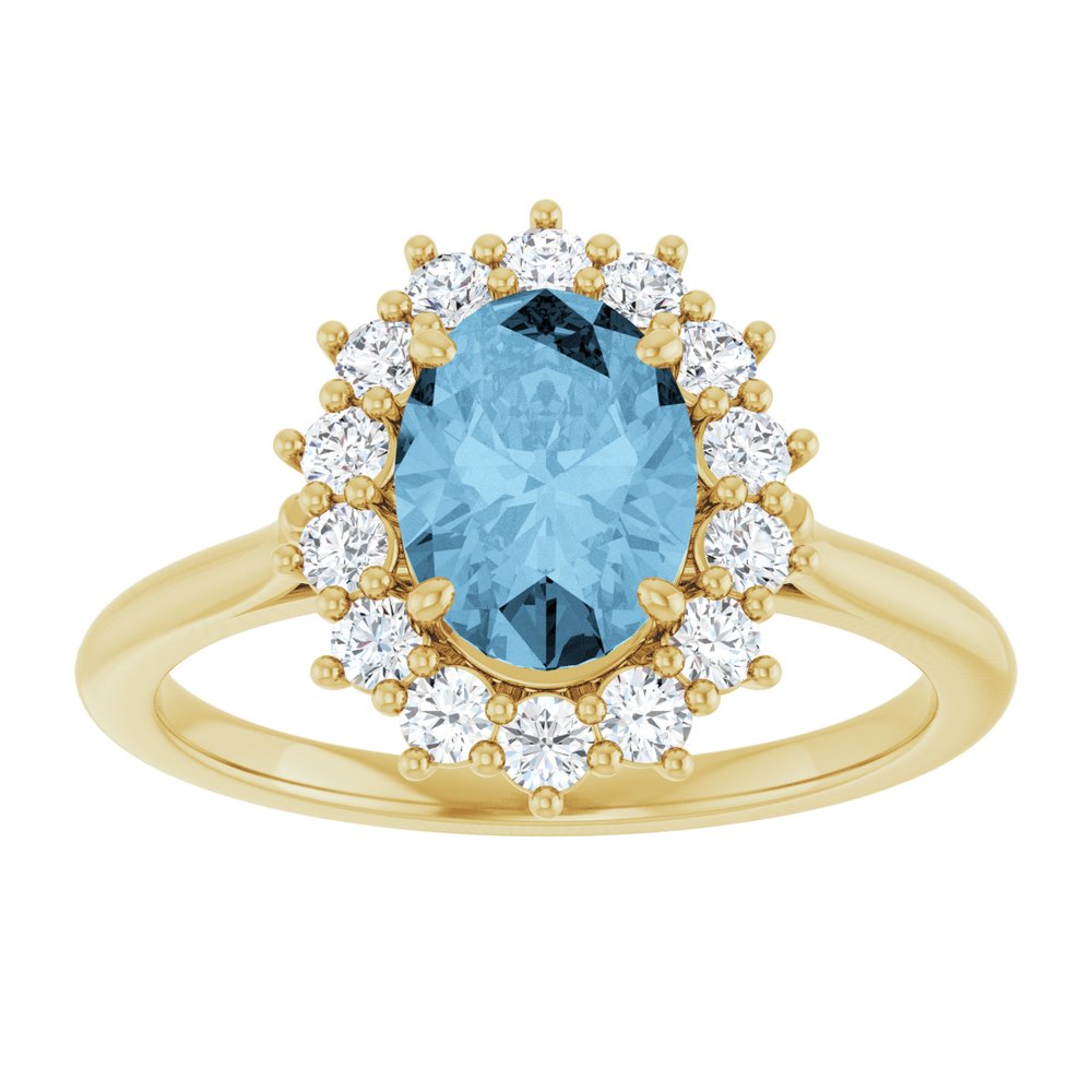 14K Yellow Gold Natural Sky Blue Topaz  & 1/3 CTW Lab-Grown Diamond Ring
