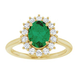 14K Yellow Gold Lab-Grown Emerald & 1/3 CTW Lab-Grown Diamond Ring