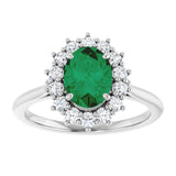14K White Gold Lab-Grown Emerald and 1/3 CTW Lab-Grown Diamond Ring