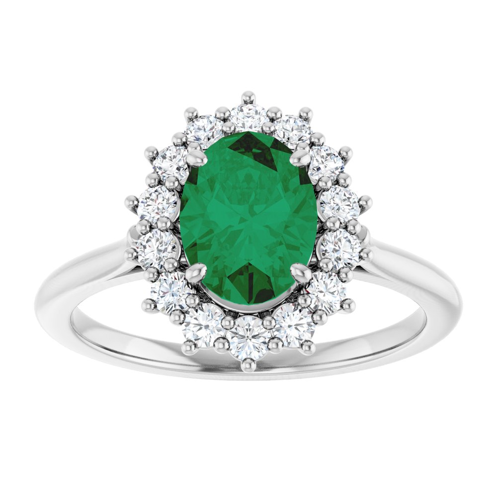 14K White Gold Lab-Grown Emerald and 1/3 CTW Lab-Grown Diamond Ring