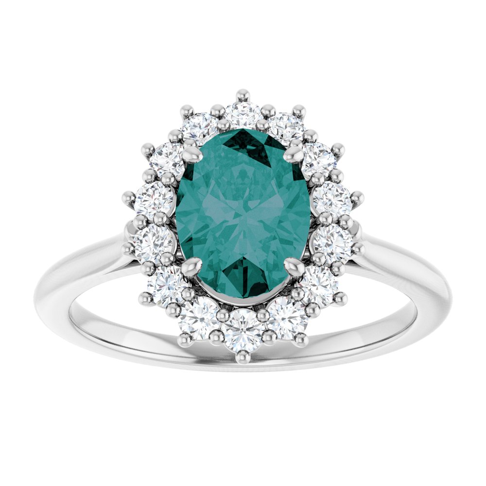 14K White Gold Lab-Grown Alex&rite & 3/8 CTW Natural Diamond Ring