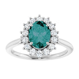 14K White Gold Lab-Grown Alex&rite & 3/8 CTW Natural Diamond Ring