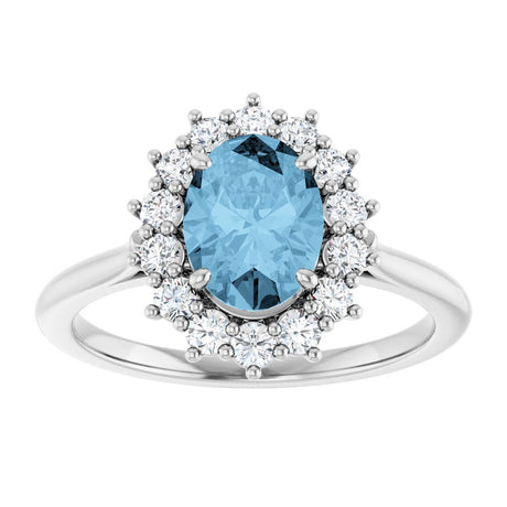 14K White Gold Natural Sky Blue Topaz  and 1/3 CTW Lab-Grown Diamond Ring