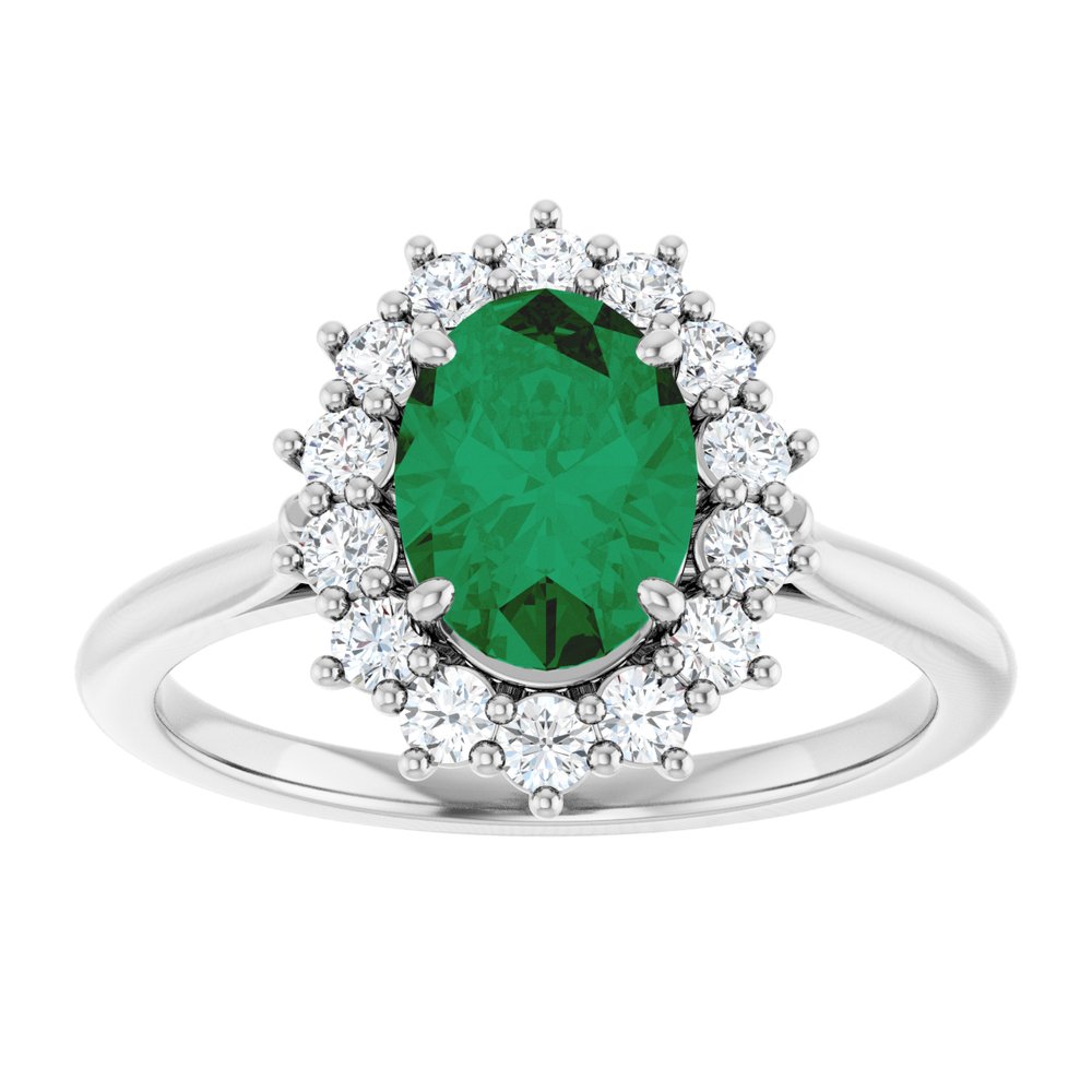 14K White Gold Lab-Grown Emerald & 1/3 CTW Lab-Grown Diamond Ring