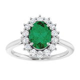 14K White Gold Lab-Grown Emerald & 1/3 CTW Lab-Grown Diamond Ring