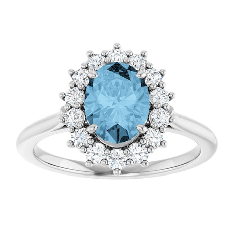 14K White Gold Natural Sky Blue Topaz  & 1/3 CTW Lab-Grown Diamond Ring