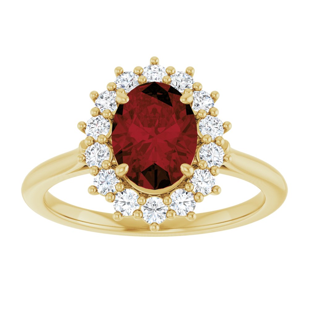 14K Yellow Gold Natural Mozambique Garnet and 1/3 CTW Lab-Grown Diamond Ring