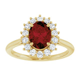 14K Yellow Gold Natural Mozambique Garnet and 1/3 CTW Lab-Grown Diamond Ring