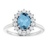 14K White Gold Natural Sky Blue Topaz  & 1/3 CTW Lab-Grown Diamond Ring