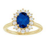 14K Yellow Gold Lab-Grown Blue Sapphire & 1/3 CTW Lab-Grown Diamond Ring