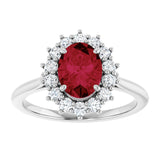 14K White Lab-Grown Ruby & 3/8 CTW Natural Diamond Ring