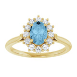 14K Yellow Gold Natural Sky Blue Topaz  & 1/3 CTW Lab-Grown Diamond Ring
