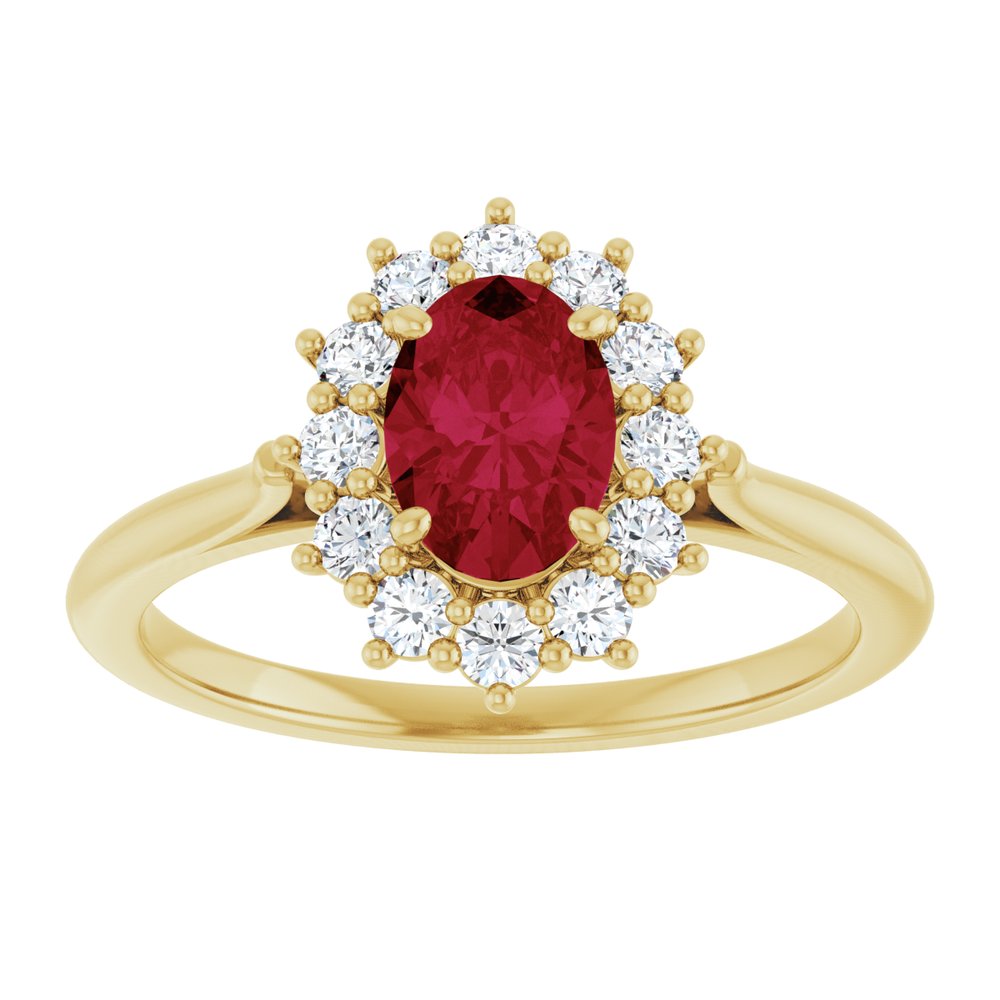 14K Yellow Gold Lab-Grown Ruby  & 1/3 CTW Lab-Grown Diamond Ring