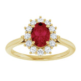 14K Yellow Gold Lab-Grown Ruby  & 1/3 CTW Lab-Grown Diamond Ring