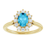 14K Yellow Gold Natural Aquqmarine  & 1/3 CTW Lab-Grown Diamond Ring