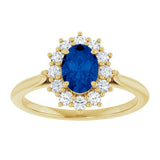 14K Yellow Gold Lab-Grown Blue Sapphire and 1/3 CTW Lab-Grown Diamond Ring