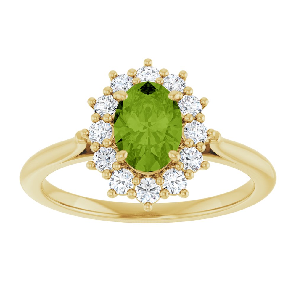 14K Yellow Gold Natural Peridot  & 1/3 CTW Lab-Grown Diamond Ring