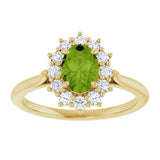 14K Yellow Gold Natural Peridot  & 1/3 CTW Lab-Grown Diamond Ring