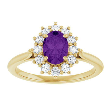 14K Yellow Gold Natural Amethyst & 1/3 CTW Lab-Grown Diamond Ring
