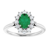 Sterling Silver Lab-Grown Emerald & 1/3 CTW Lab-Grown Diamond Ring