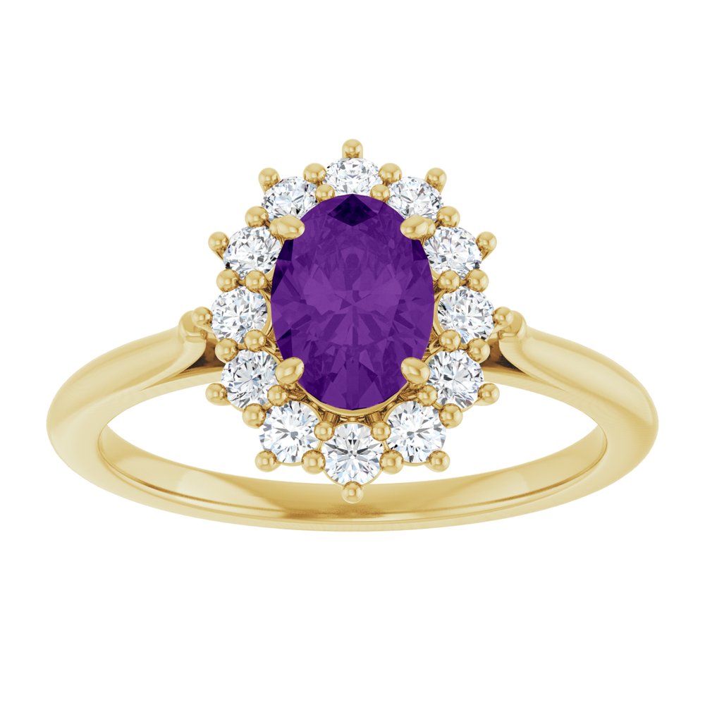 14K Yellow Gold Natural Amethyst & 1/3 CTW Lab-Grown Diamond Ring