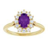 14K Yellow Gold Natural Amethyst & 1/3 CTW Lab-Grown Diamond Ring