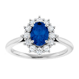 14K White Gold Lab-Grown Blue Sapphire & 1/3 CTW Lab-Grown Diamond Ring