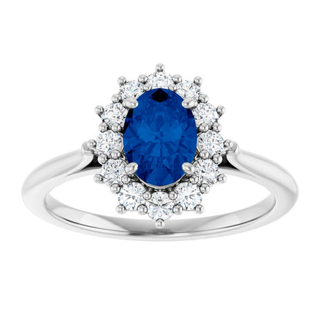 14K White Gold Lab-Grown Blue Sapphire & 1/3 CTW Lab-Grown Diamond Ring
