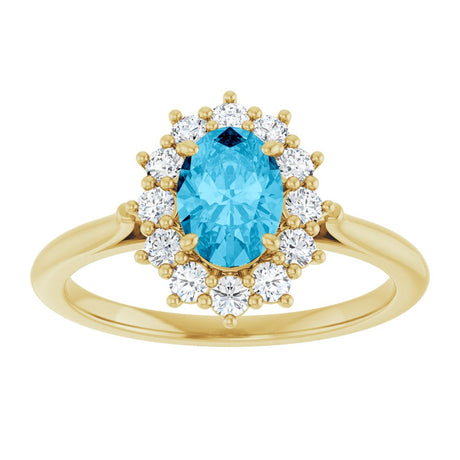 14K Yellow Gold Natural Aquqmarine  & 1/3 CTW Lab-Grown Diamond Ring