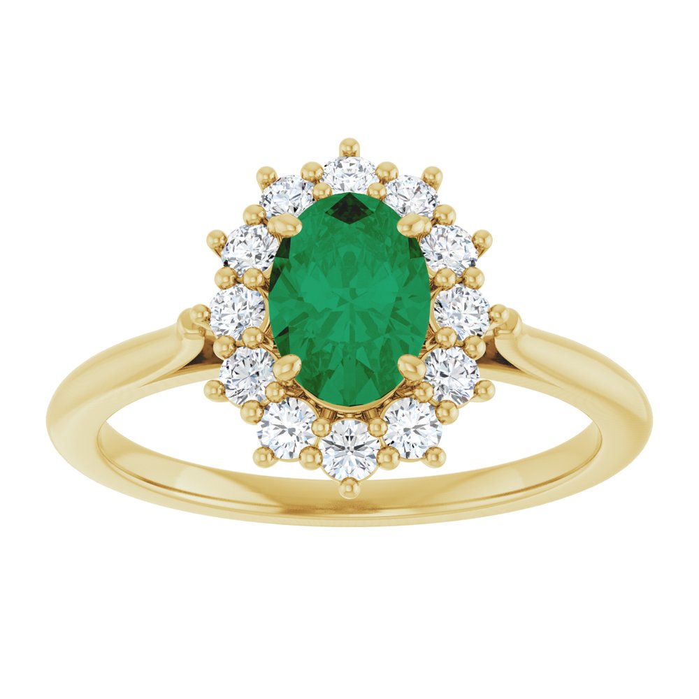 14K Yellow Gold Lab-Grown Emerald and 1/3 CTW Lab-Grown Diamond Ring